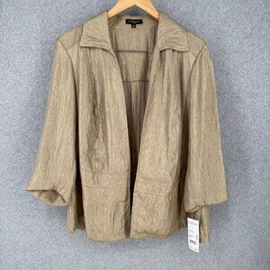 Notations Open Front Jacket Size 2X Tan Champagne Holiday Party Office Shine NEW